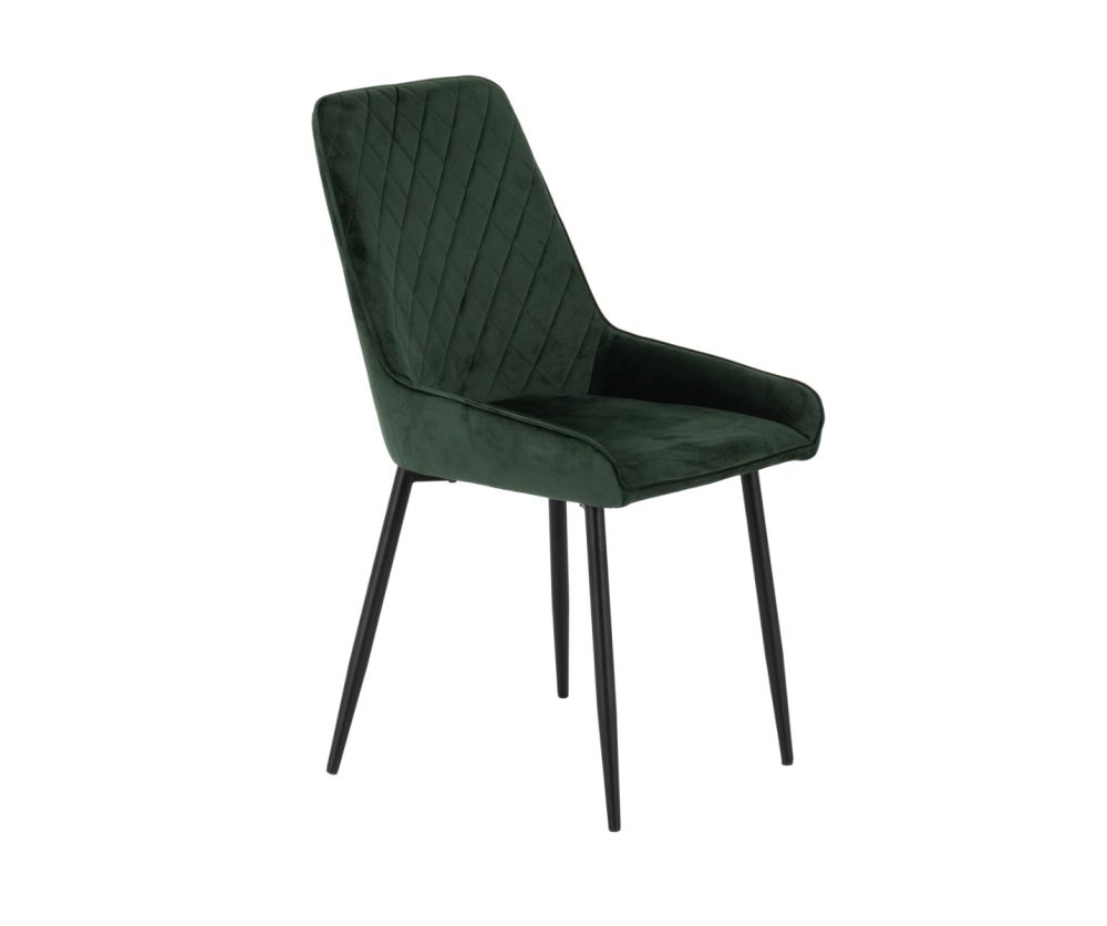 Seconique Furniture Athens Medium Oak Effect Rectangular Dining Set with Avery Chairs –  Black & Emerald Green Velvet