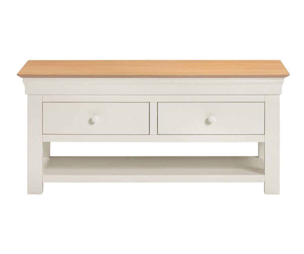  Seconique Furniture Bordeaux  Ivory and Oak 2 Drawer Coffee Table 