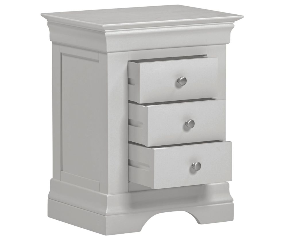 Seconique Furniture  Bordeaux 3 Drawer Bedside - Pebble Grey Finish 