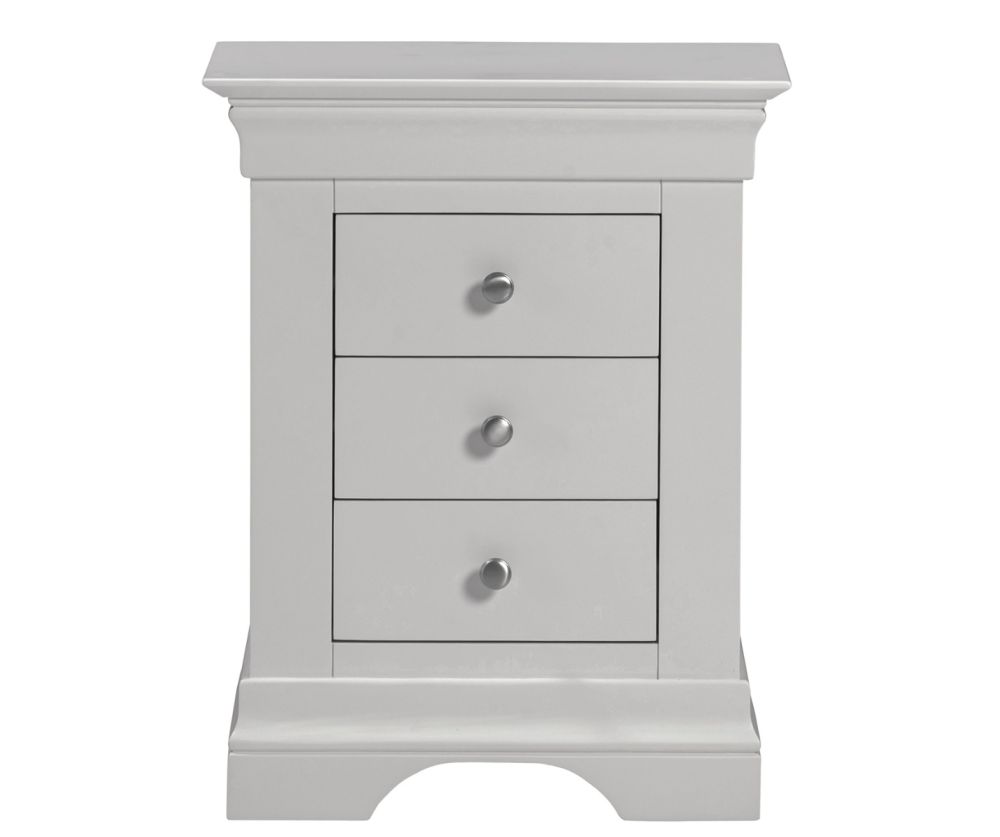 Seconique Furniture  Bordeaux 3 Drawer Bedside - Pebble Grey Finish 