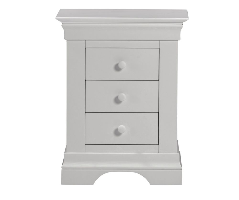 Seconique Furniture  Bordeaux 3 Drawer Bedside - Pebble Grey Finish 