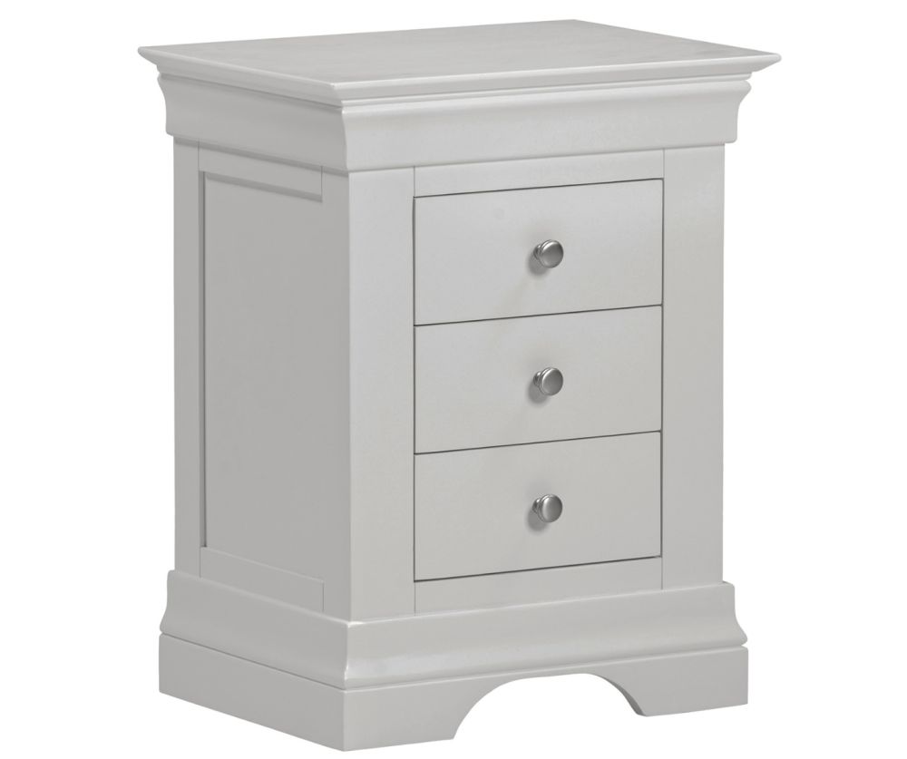Seconique Furniture  Bordeaux 3 Drawer Bedside - Pebble Grey Finish 
