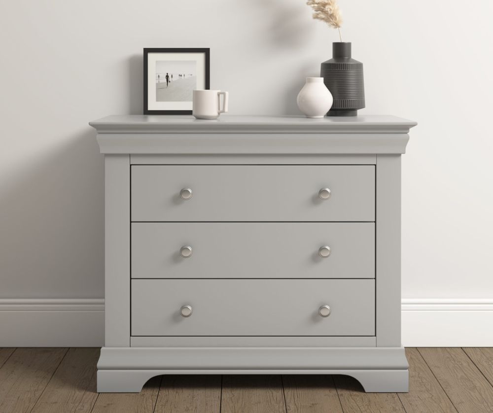  Seconique Furniture Bordeaux Pebble Grey 3 Drawer Chest  