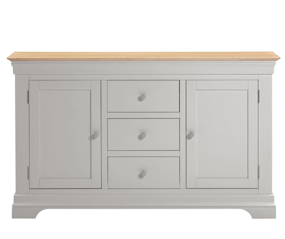 Seconique Furniture Bordeaux Pebble Grey and Oak 2 Door 3 Drawer Sideboard 