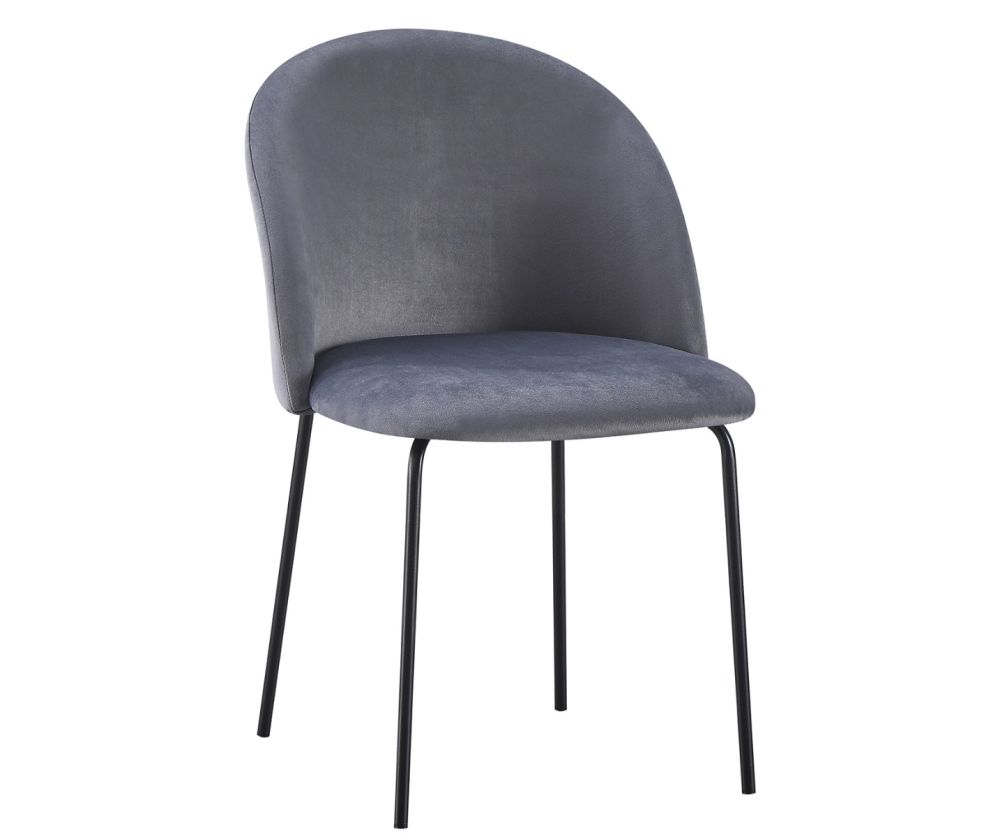  Seconique Furniture Boston Grey Velvet Dining Chair in Pair ( BOX OF 4 )