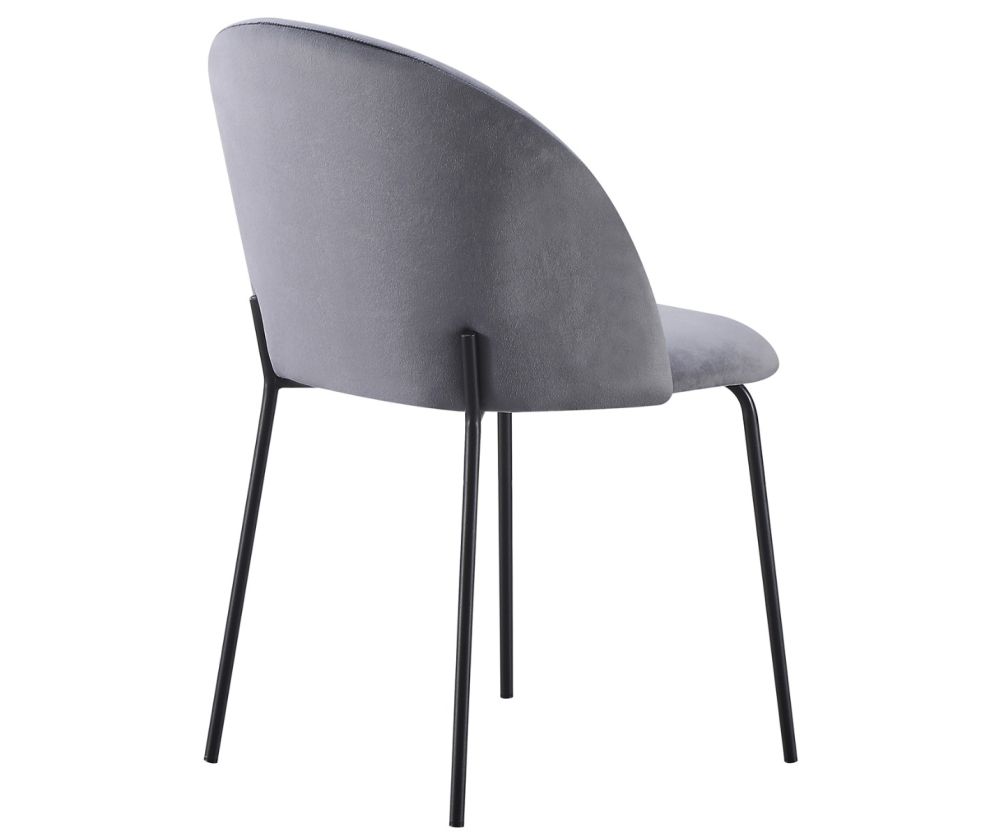  Seconique Furniture Boston Grey Velvet Dining Chair in Pair ( BOX OF 4 )