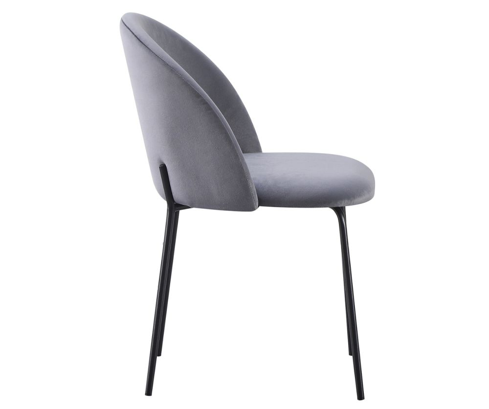  Seconique Furniture Boston Grey Velvet Dining Chair in Pair ( BOX OF 4 )