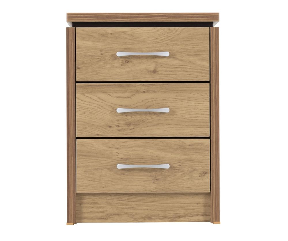  Seconique Furniture Charles 3 Drawer Bedside – Oak and  Walnut Effect 