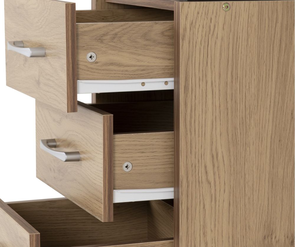  Seconique Furniture Charles 3 Drawer Bedside – Oak and  Walnut Effect 
