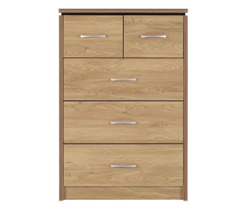 Seconique Furniture Charles 3+2 Drawer Chest – Oak and  Walnut Effect 