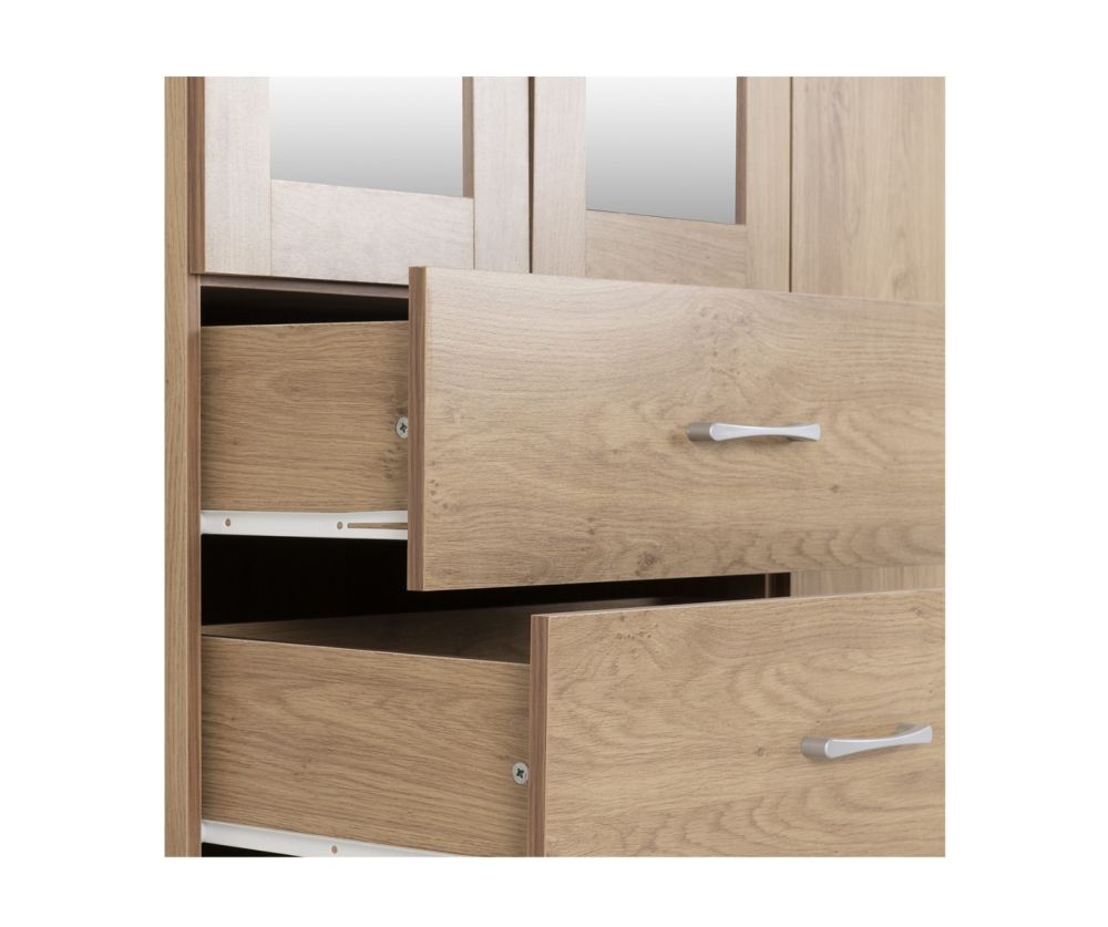Seconique Furniture Charles 4 Door 2 Drawer Wardrobe – Oak and Walnut Effect 