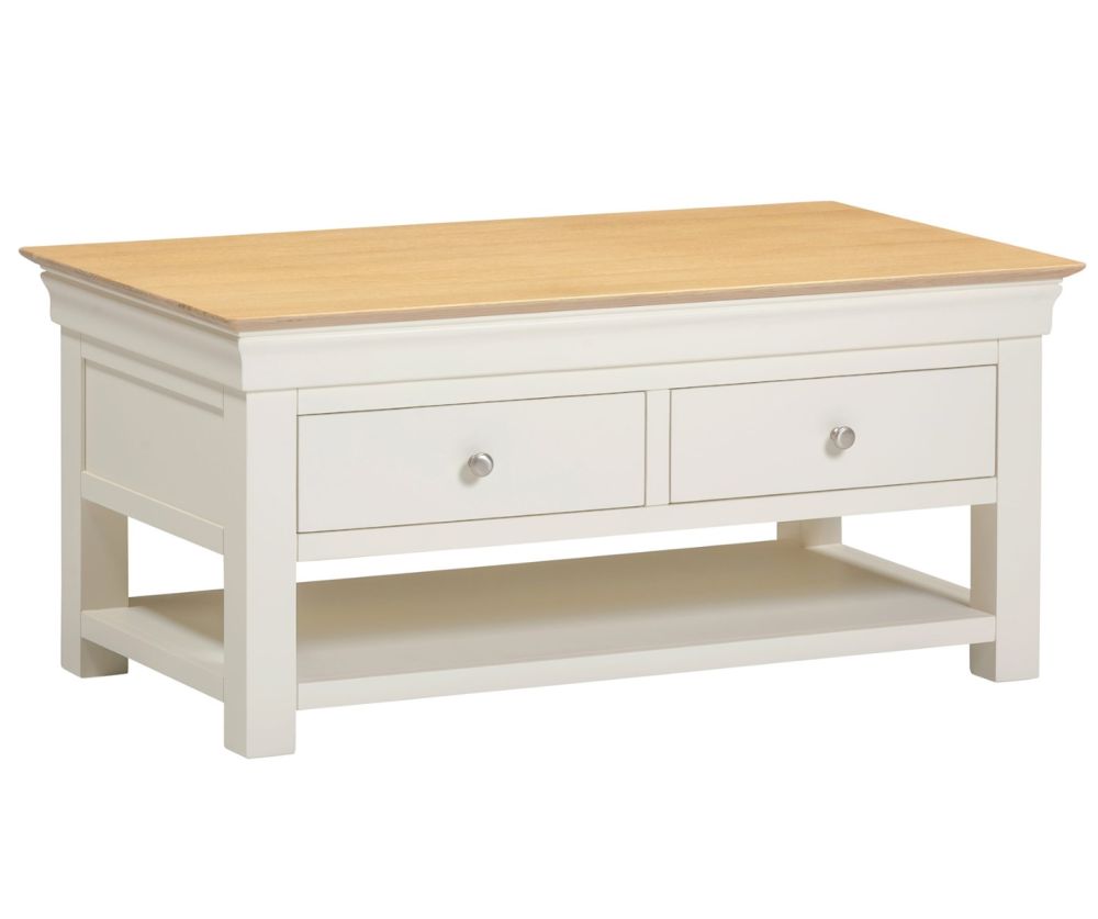  Seconique Furniture Bordeaux  Ivory and Oak 2 Drawer Coffee Table 