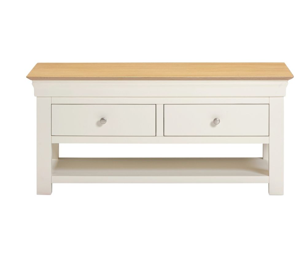  Seconique Furniture Bordeaux  Ivory and Oak 2 Drawer Coffee Table 