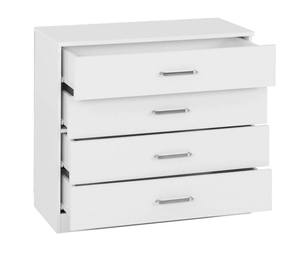 Seconique Furniture Dakota White 4 Drawer Chest 
