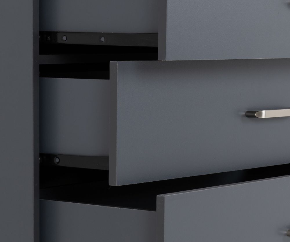 Seconique Furniture Dakota Dark Grey 5 Drawer Chest