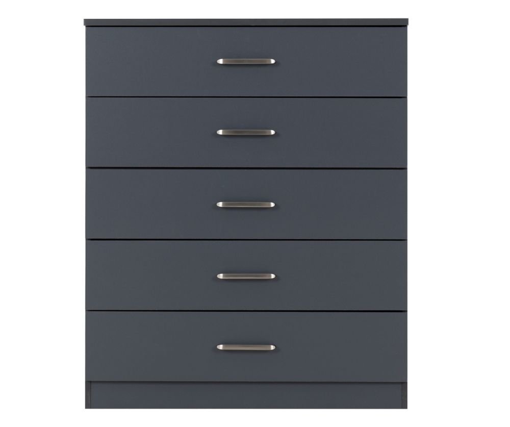 Seconique Furniture Dakota Dark Grey 5 Drawer Chest