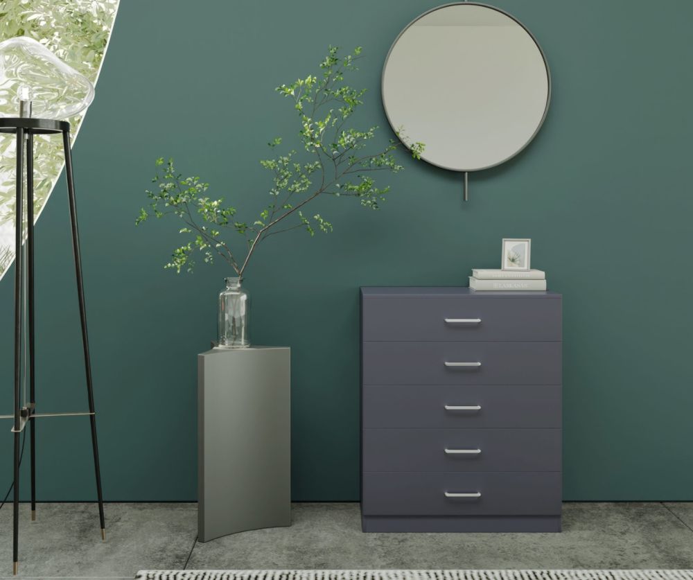 Seconique Furniture Dakota Dark Grey 5 Drawer Chest