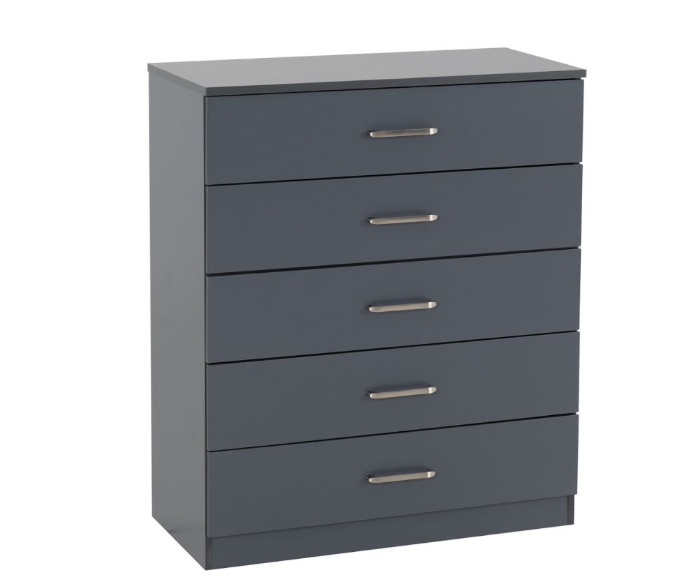 Seconique Furniture Dakota Dark Grey 5 Drawer Chest