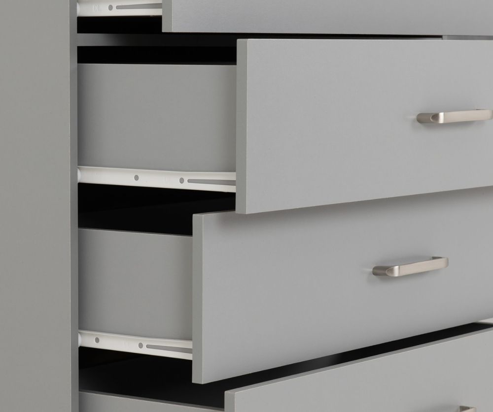 Seconique Furniture Dakota Light Grey 5 Drawer Chest