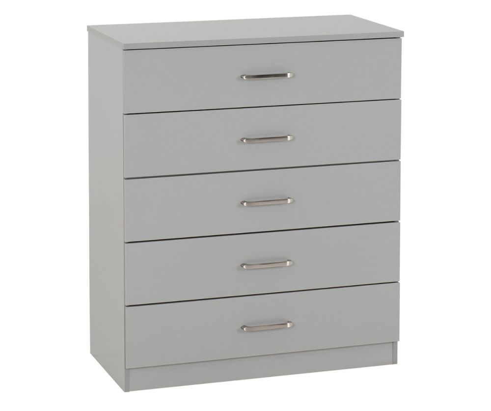 Seconique Furniture Dakota Light Grey 5 Drawer Chest