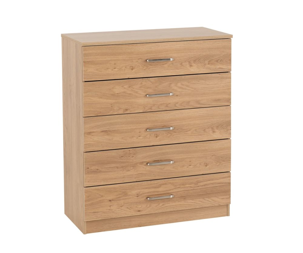 Seconique Furniture Dakota Oak Effect 5 Drawer Chest 