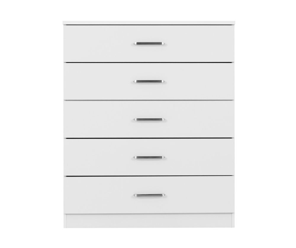 Seconique Furniture Dakota White 5 Drawer Chest 