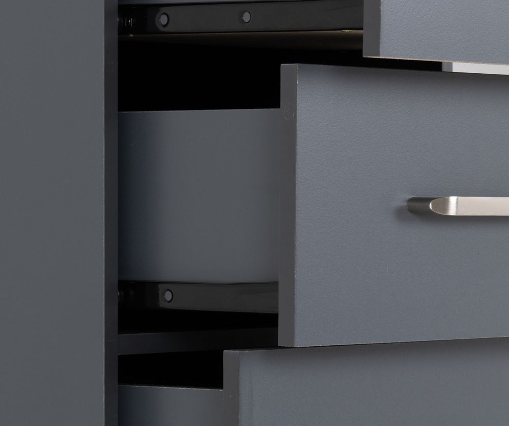 Seconique Furniture Dakota Dark Grey 5 Drawer Narrow Chest 