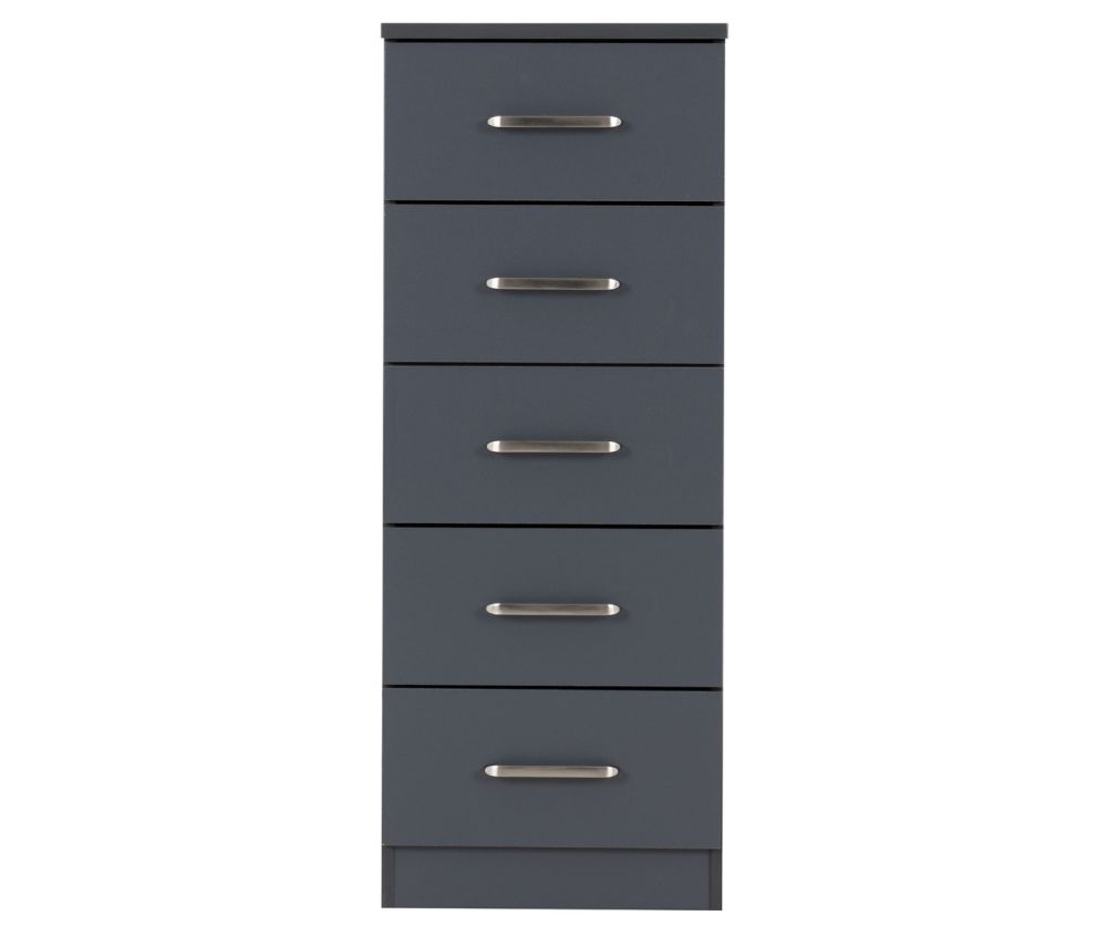 Seconique Furniture Dakota Dark Grey 5 Drawer Narrow Chest 