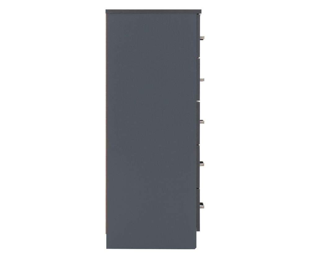 Seconique Furniture Dakota Dark Grey 5 Drawer Narrow Chest 