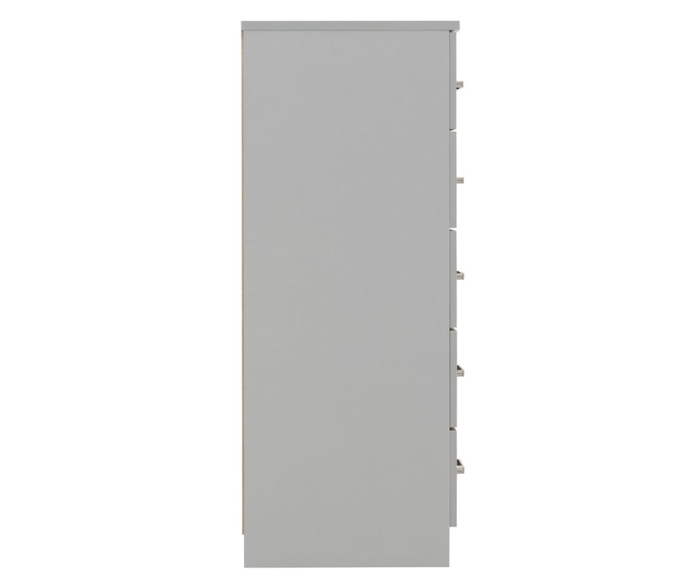 Seconique Furniture Dakota Light Grey 5 Drawer Narrow Chest 