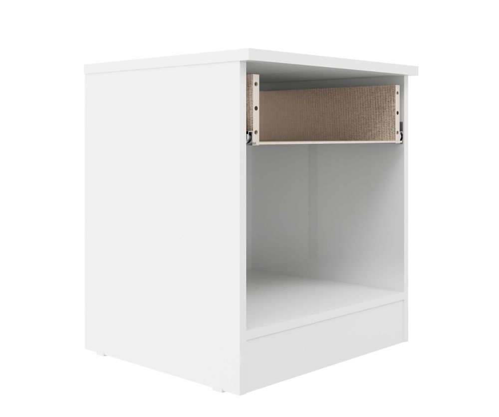  Seconique Furniture Denver White and Blue Gloss 1 Drawer Bedside Cabinet