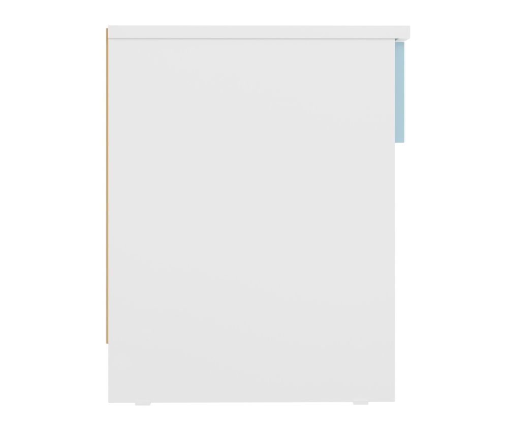  Seconique Furniture Denver White and Blue Gloss 1 Drawer Bedside Cabinet