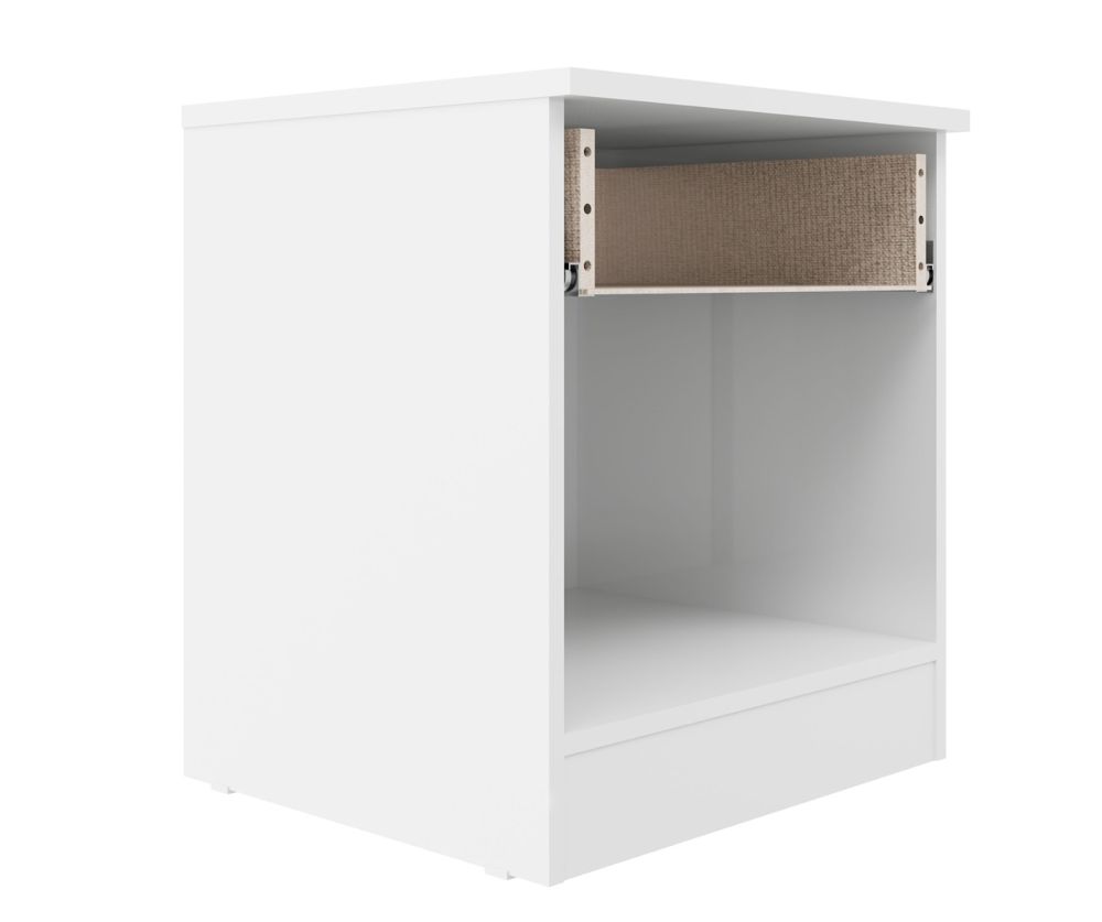  Seconique Furniture Denver White and Pink Gloss 1 Drawer Bedside Cabinet