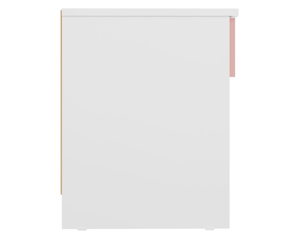 Seconique Furniture Denver White and Pink Gloss 1 Drawer Bedside Cabinet