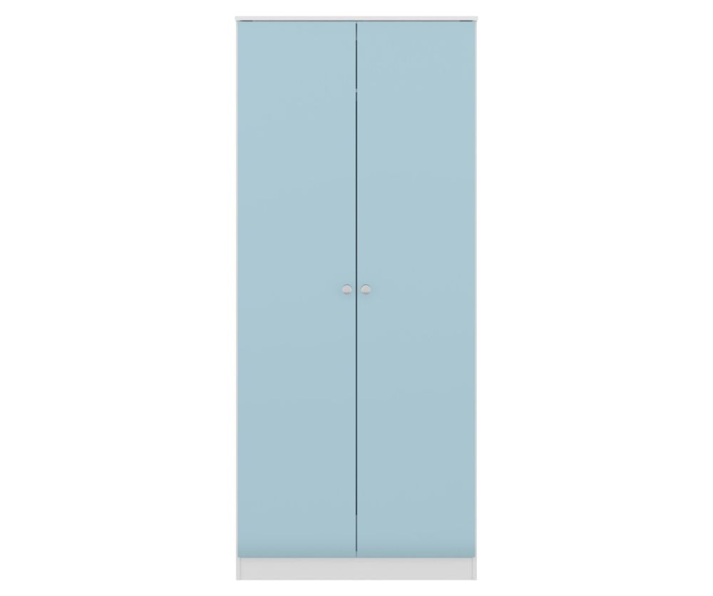  Seconique Furniture Denver White and Blue Gloss 2 Door Wardrobe