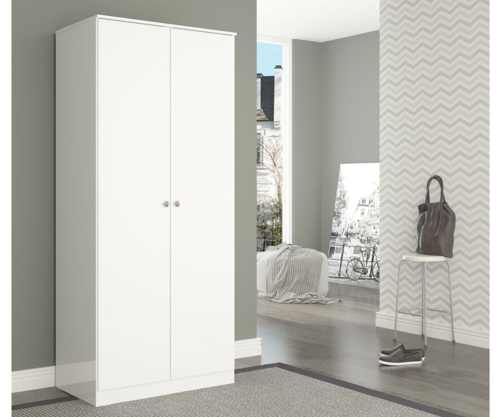  Seconique Furniture Denver White Gloss 2 Door Wardrobe