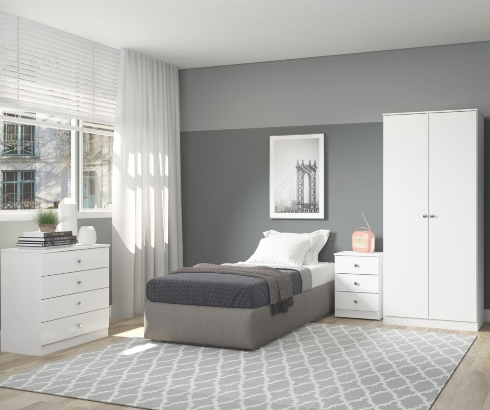  Seconique Furniture Denver White Gloss 2 Door Wardrobe