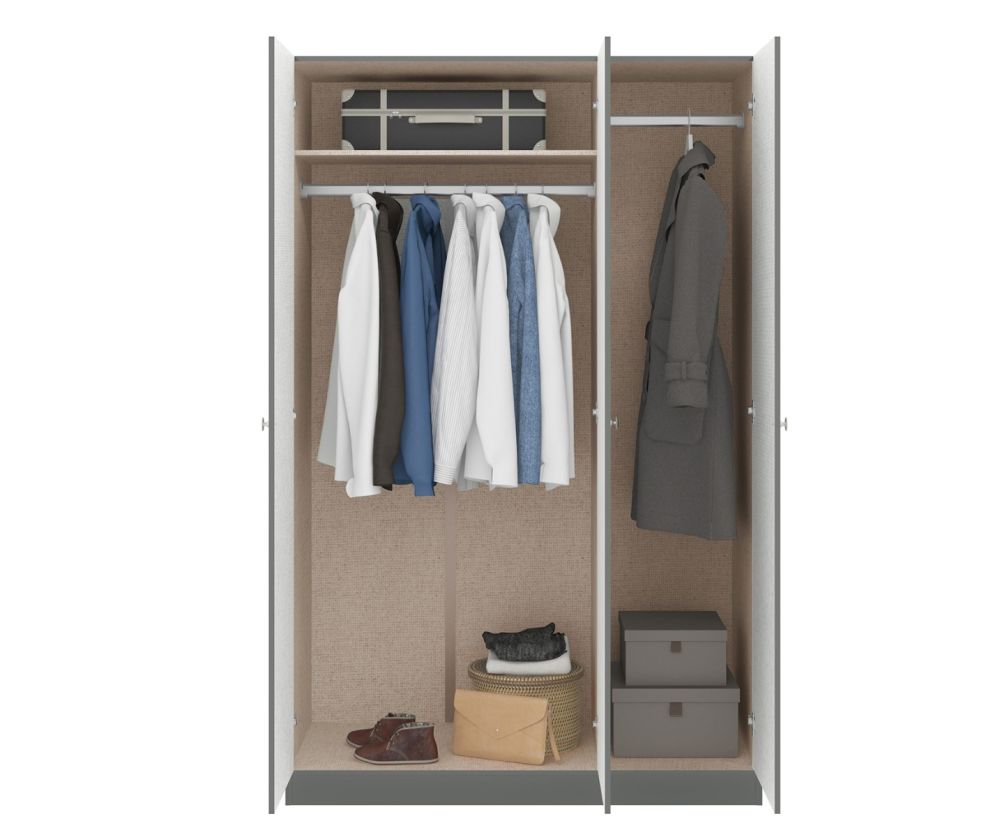 Seconique Furniture Denver Grey Gloss 3 Door Wardrobe