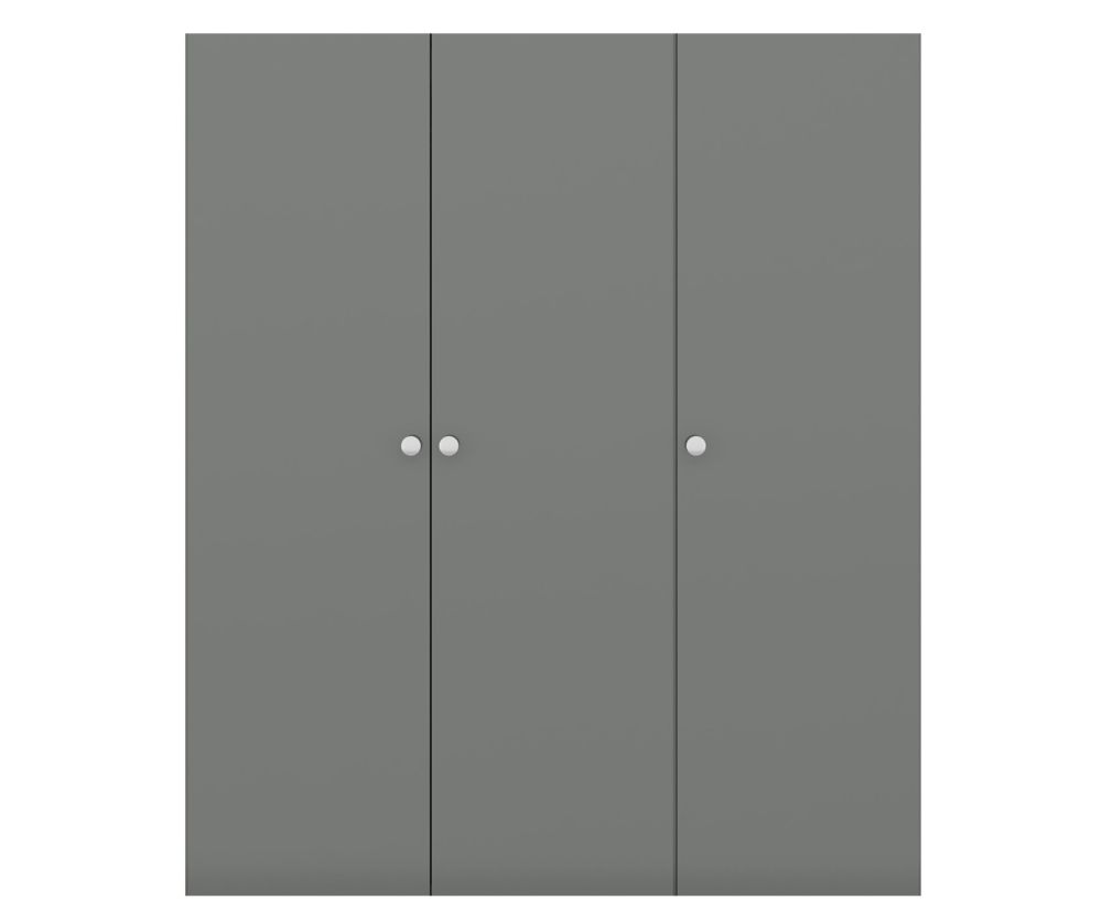 Seconique Furniture Denver Grey Gloss 3 Door Wardrobe