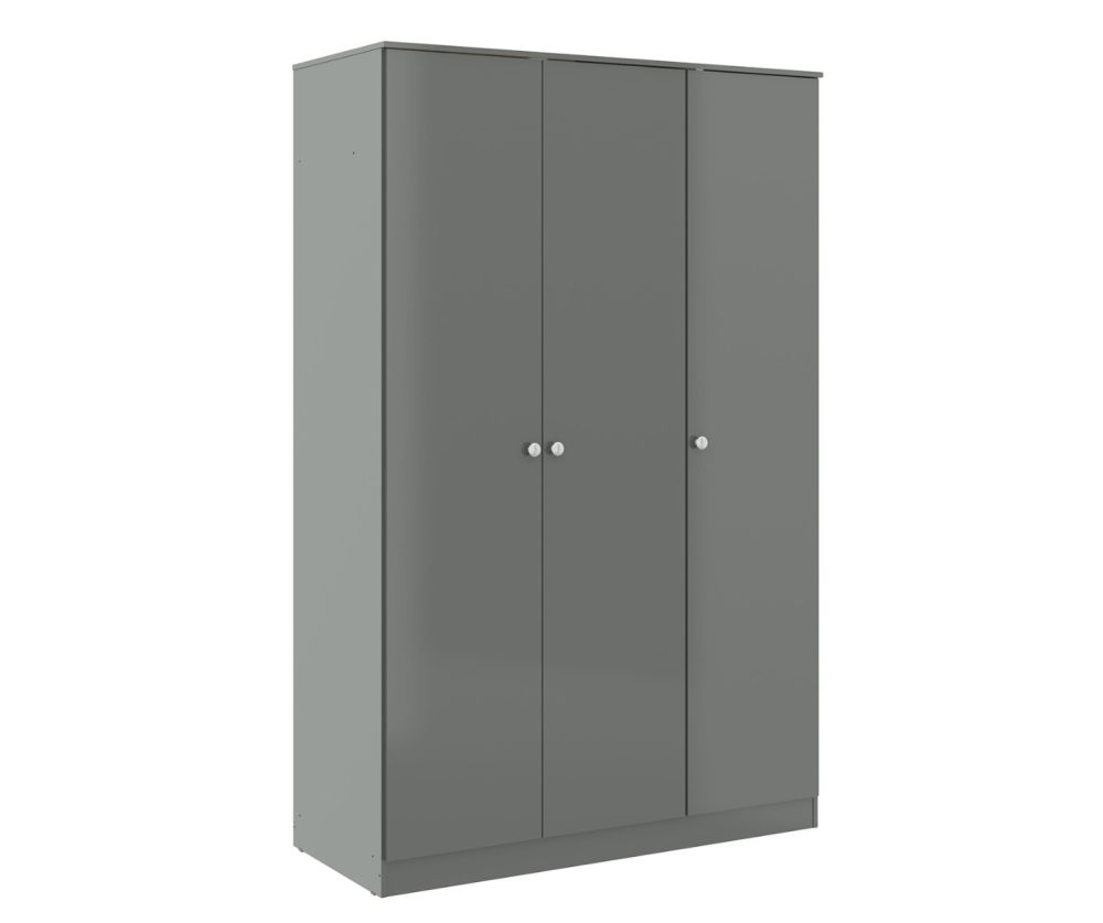 Seconique Furniture Denver Grey Gloss 3 Door Wardrobe