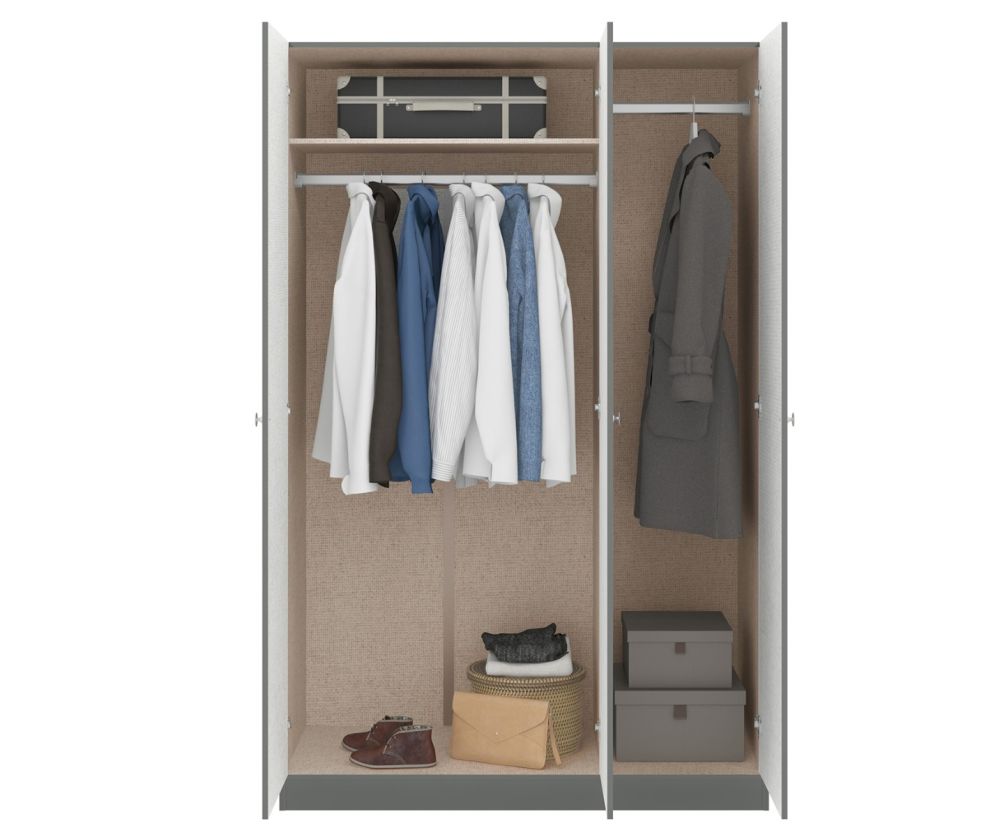  Seconique Furniture Denver White Gloss 3 Door Wardrobe