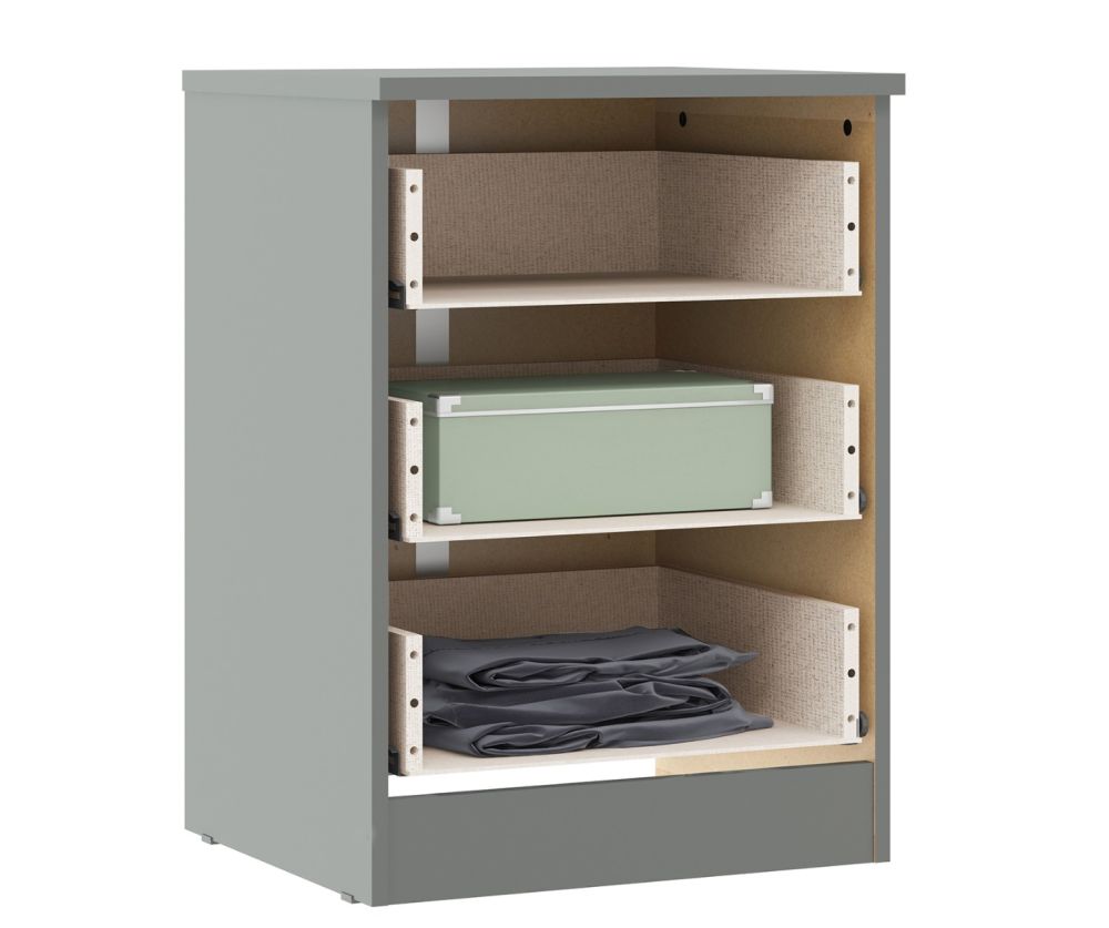 Seconique Furniture Denver Grey Gloss 3 Drawer Bedside