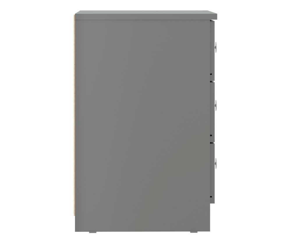 Seconique Furniture Denver Grey Gloss 3 Drawer Bedside