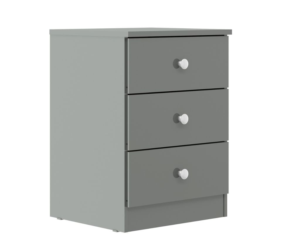 Seconique Furniture Denver Grey Gloss 3 Drawer Bedside