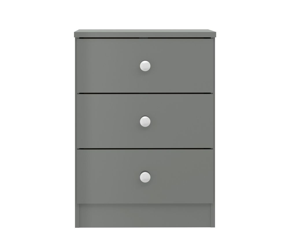 Seconique Furniture Denver Grey Gloss 3 Drawer Bedside