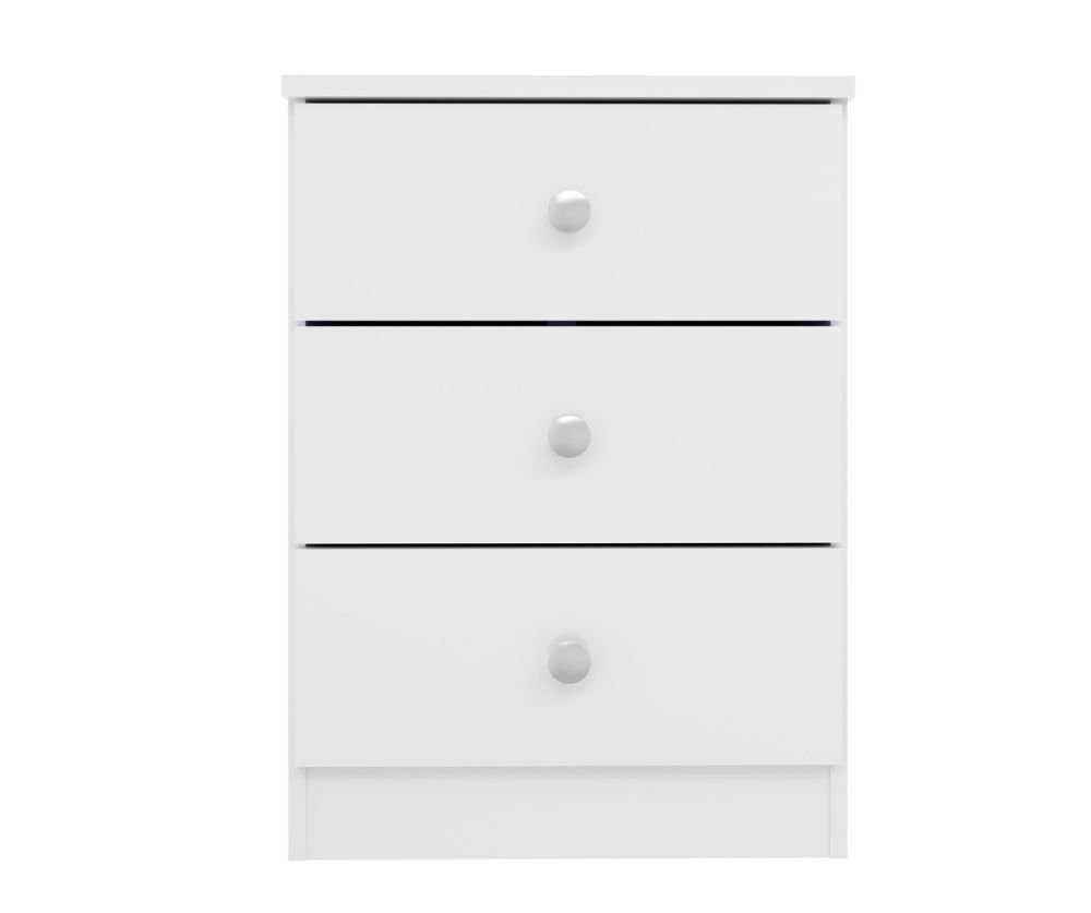  Seconique Furniture Denver White Gloss 3 Drawer Bedside