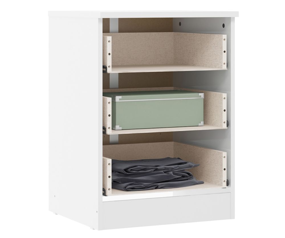  Seconique Furniture Denver White Gloss 3 Drawer Bedside