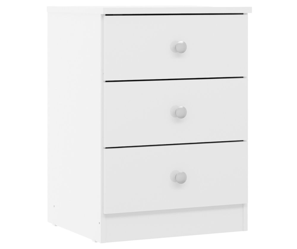  Seconique Furniture Denver White Gloss 3 Drawer Bedside