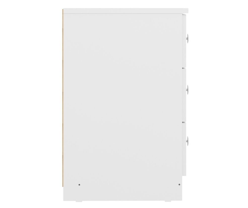  Seconique Furniture Denver White Gloss 3 Drawer Bedside
