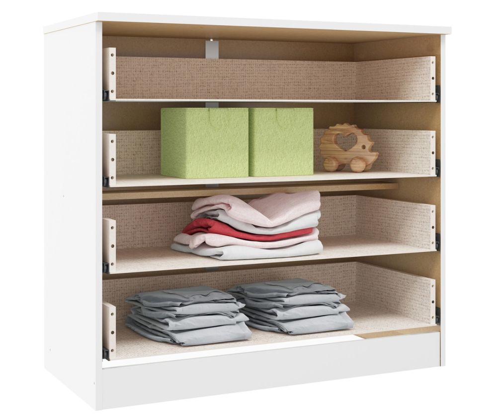  Seconique Furniture Denver White and Blue Gloss 4 Drawer Bedside
